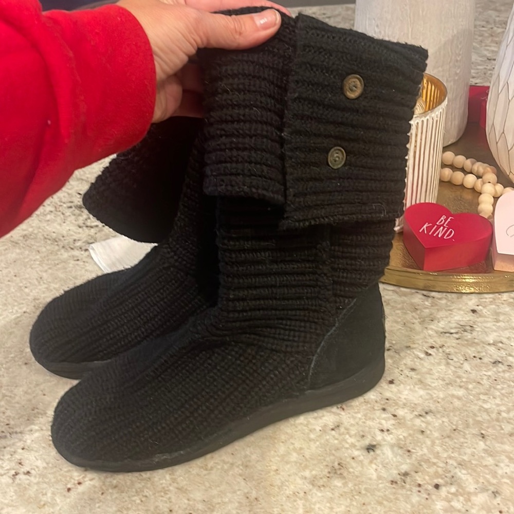 Black UGG knit boots